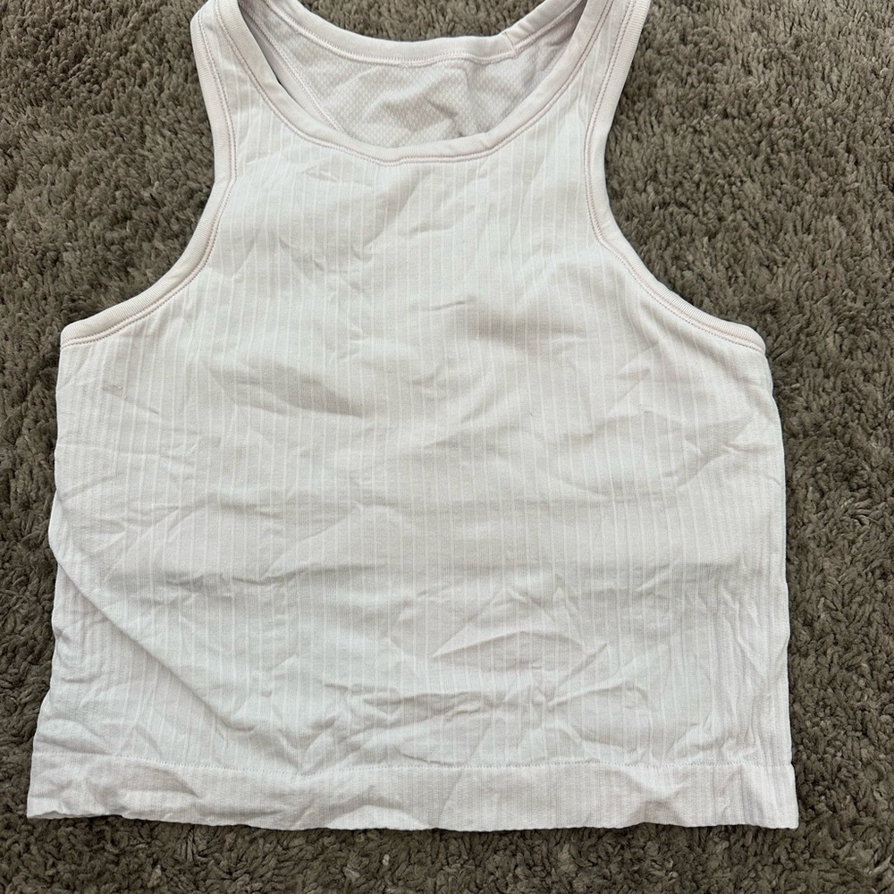 Lululemon Athletica strawberry milkshake ebb to street cropped racerback